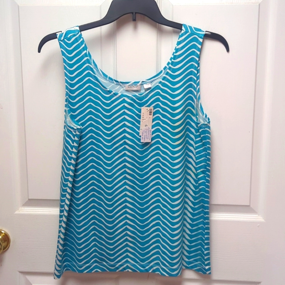 NWT Avenue Teal & White Microfiber Tank Top 18/20
